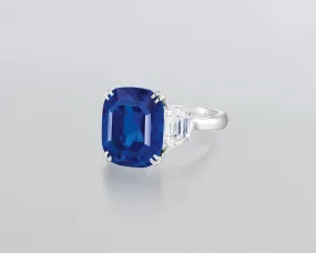12.56 carat Cushion Cut Kashmir Sapphire Ring