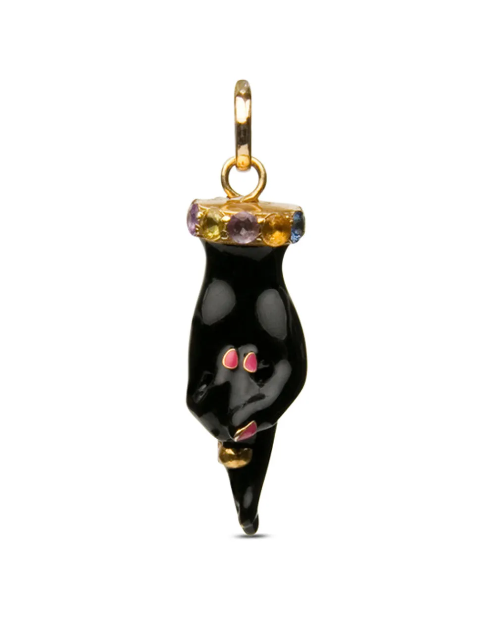 14k Yellow Gold Fingers Crossed Sapphire Pendant
