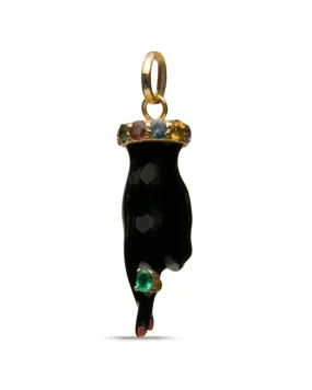14k Yellow Gold Fingers Crossed Sapphire Pendant
