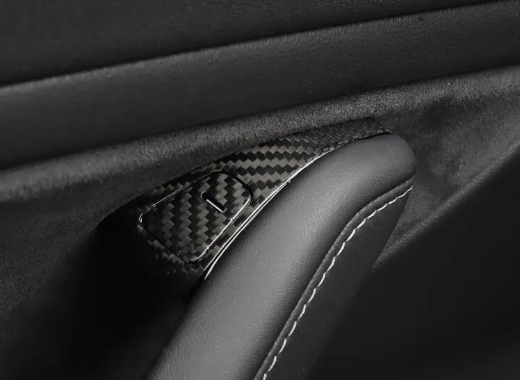 14Pcs Real Molded Dry Gloss Carbon Fiber Window Switch Covers for Tesla Model Y (Left Hand Drive) 2020