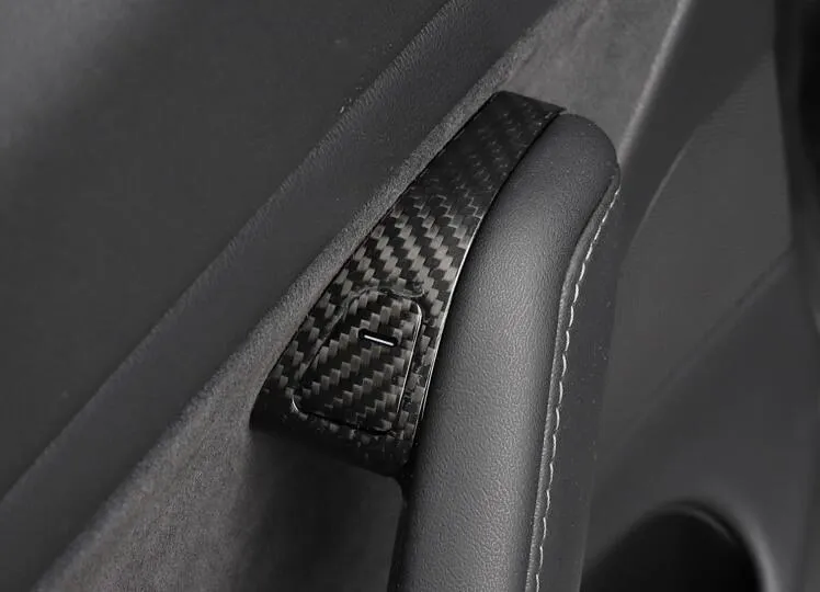 14Pcs Real Molded Dry Gloss Carbon Fiber Window Switch Covers for Tesla Model Y (Left Hand Drive) 2020