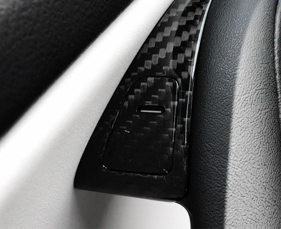 14Pcs Real Molded Dry Gloss Carbon Fiber Window Switch Covers for Tesla Model Y (Left Hand Drive) 2020