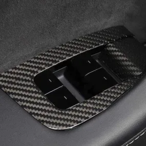 14Pcs Real Molded Dry Gloss Carbon Fiber Window Switch Covers for Tesla Model Y (Left Hand Drive) 2020