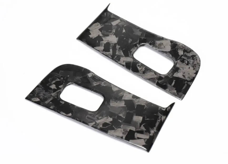 14Pcs Real Molded Gloss Forged Carbon Fiber Window Switch Covers for Tesla Model Y (Right Hand Drive) 2020