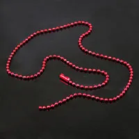 17in 2mm Ball Chain Necklace w/snap, Red, pk/6