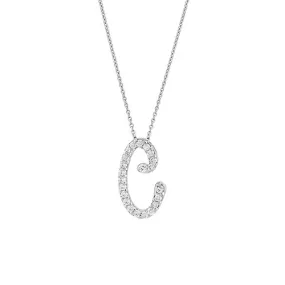 18K Gold Diamond Cursive Letter Pendant Necklace