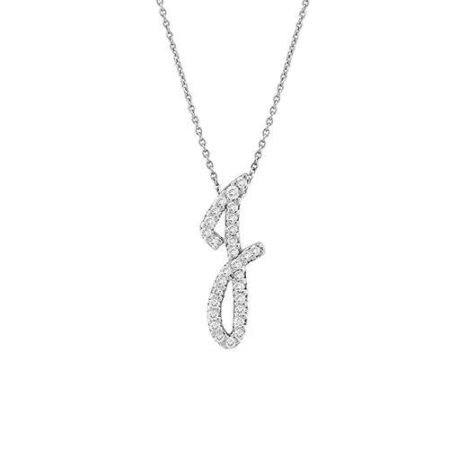 18K Gold Diamond Cursive Letter Pendant Necklace