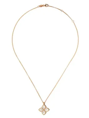 18kt rose gold diamond Princess Flower mother-of pearl necklace
