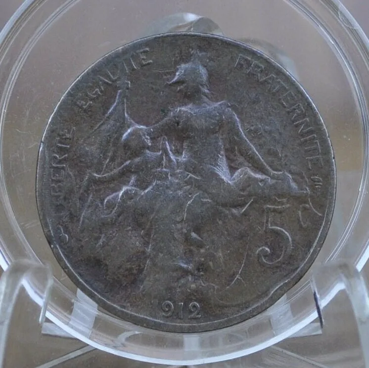 1912 French 5 Centimes Coin - Great Condition - 1912 Five Centimes France 1912 5 Centimes France Coin - Beautiful Coin