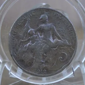 1912 French 5 Centimes Coin - Great Condition - 1912 Five Centimes France 1912 5 Centimes France Coin - Beautiful Coin