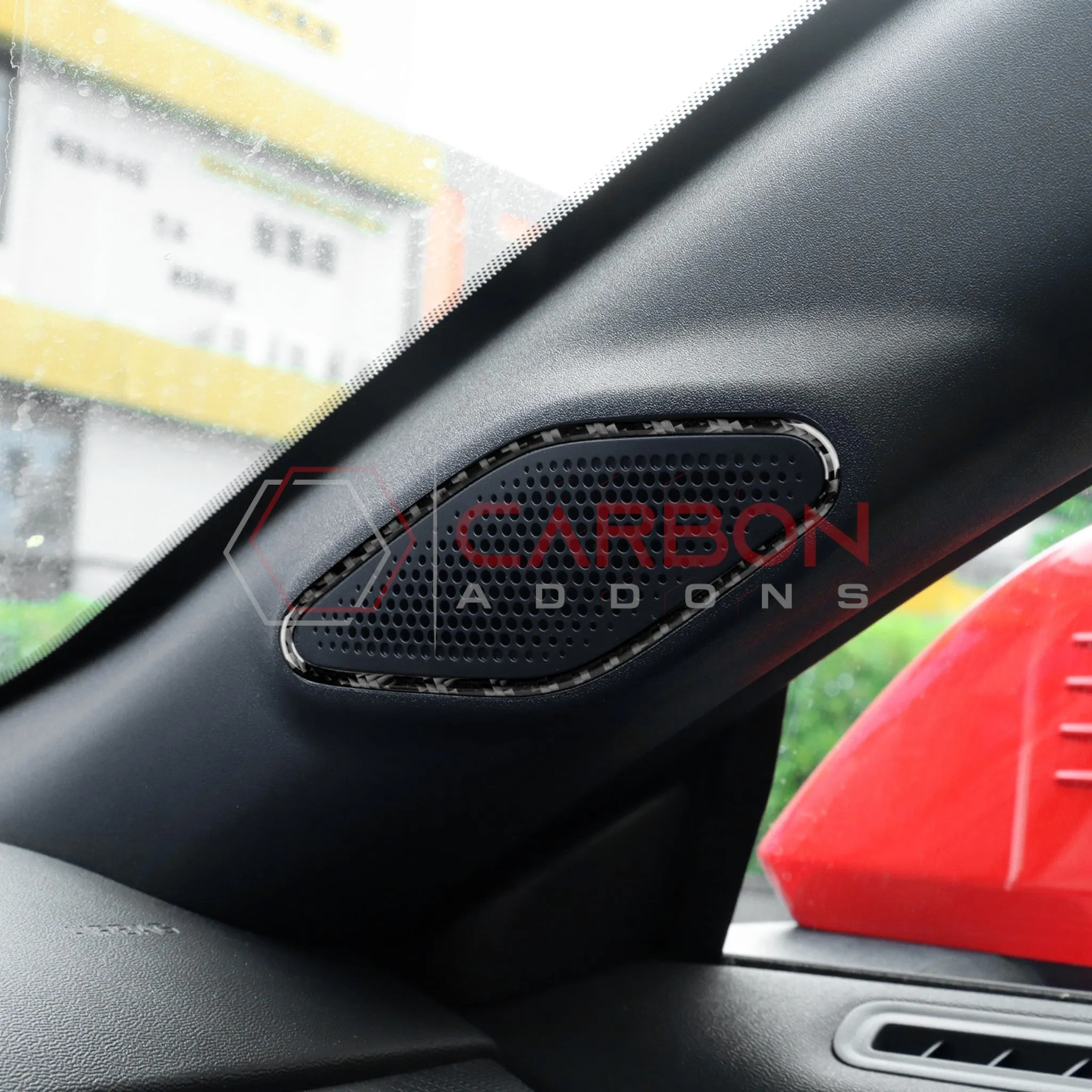 2024  S650 Ford Mustang Real Carbon Fiber A Pillar Speaker Trim Overlay