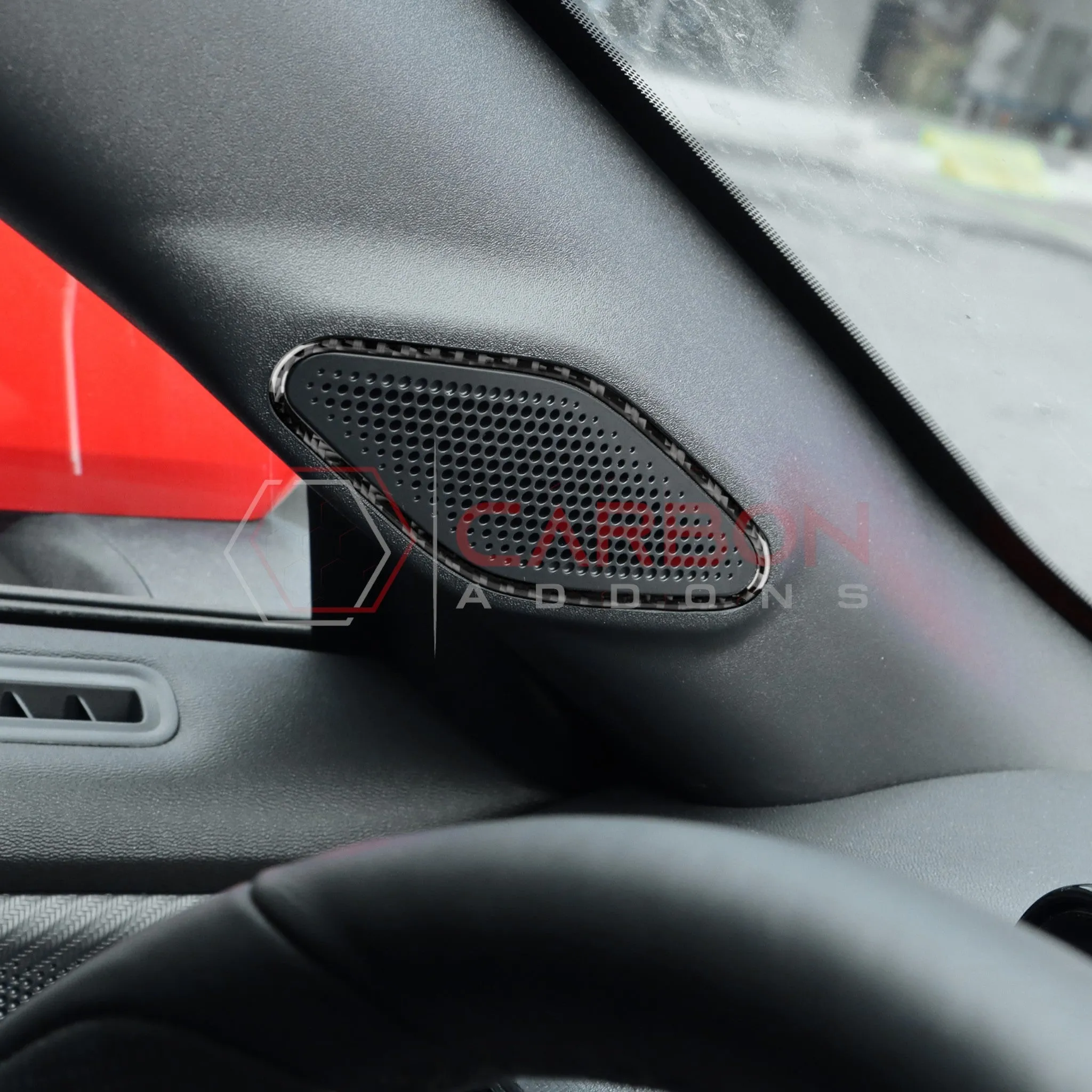2024  S650 Ford Mustang Real Carbon Fiber A Pillar Speaker Trim Overlay