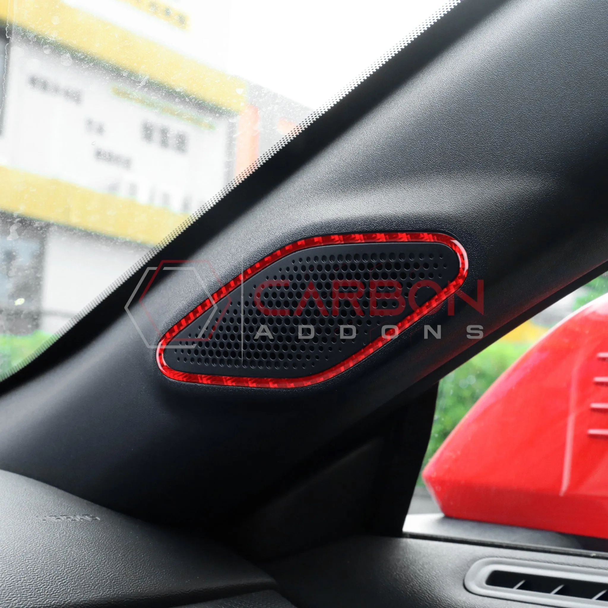 2024  S650 Ford Mustang Real Carbon Fiber A Pillar Speaker Trim Overlay