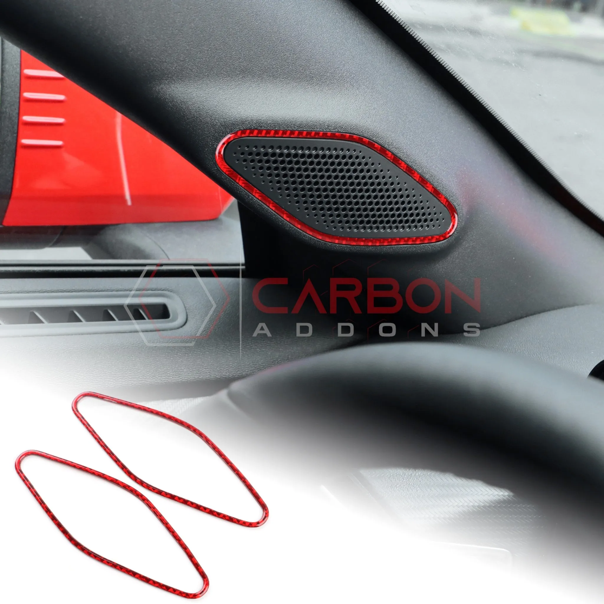 2024  S650 Ford Mustang Real Carbon Fiber A Pillar Speaker Trim Overlay