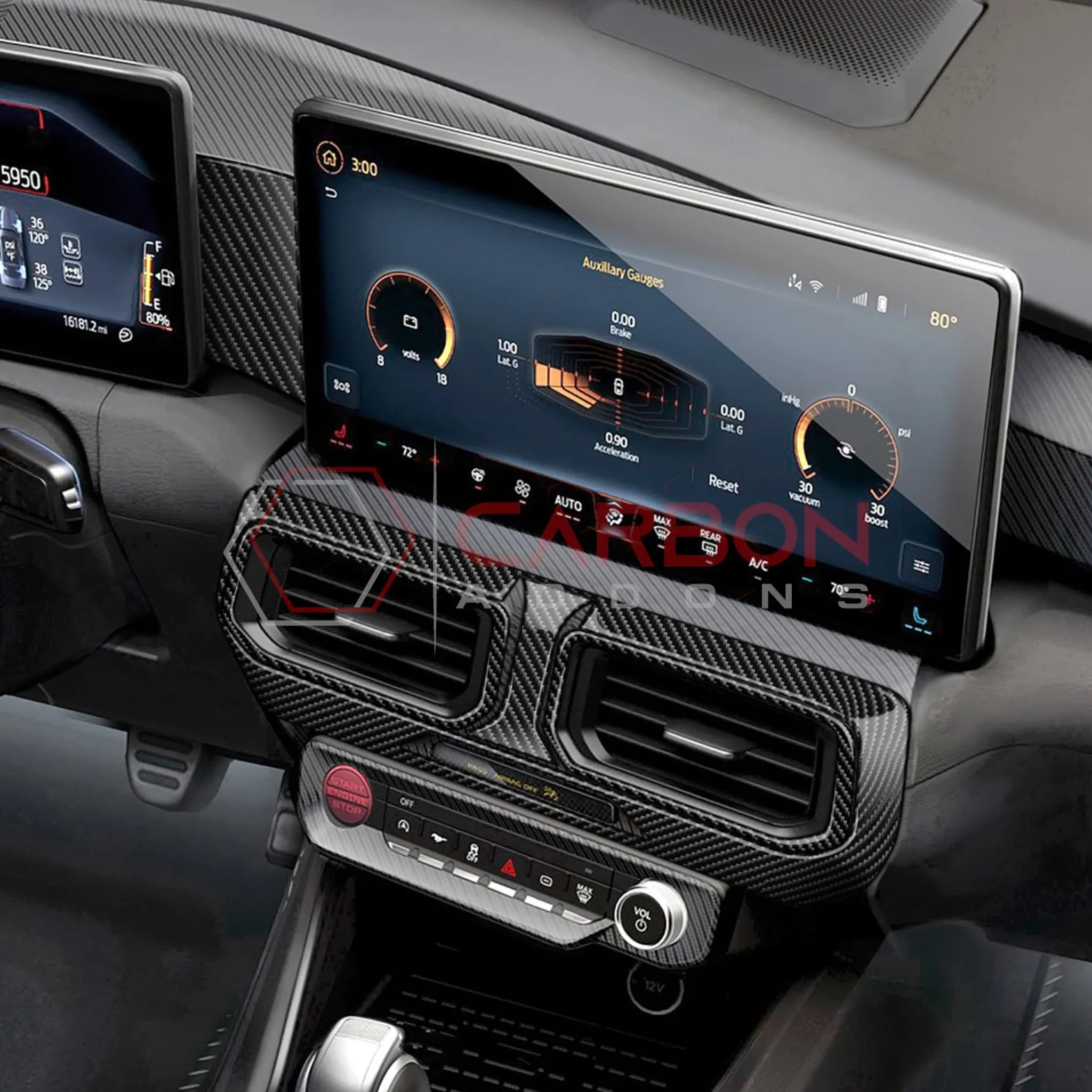 2024  S650 Ford Mustang Real Carbon Fiber Dash Center AC Vents Trim Overlays