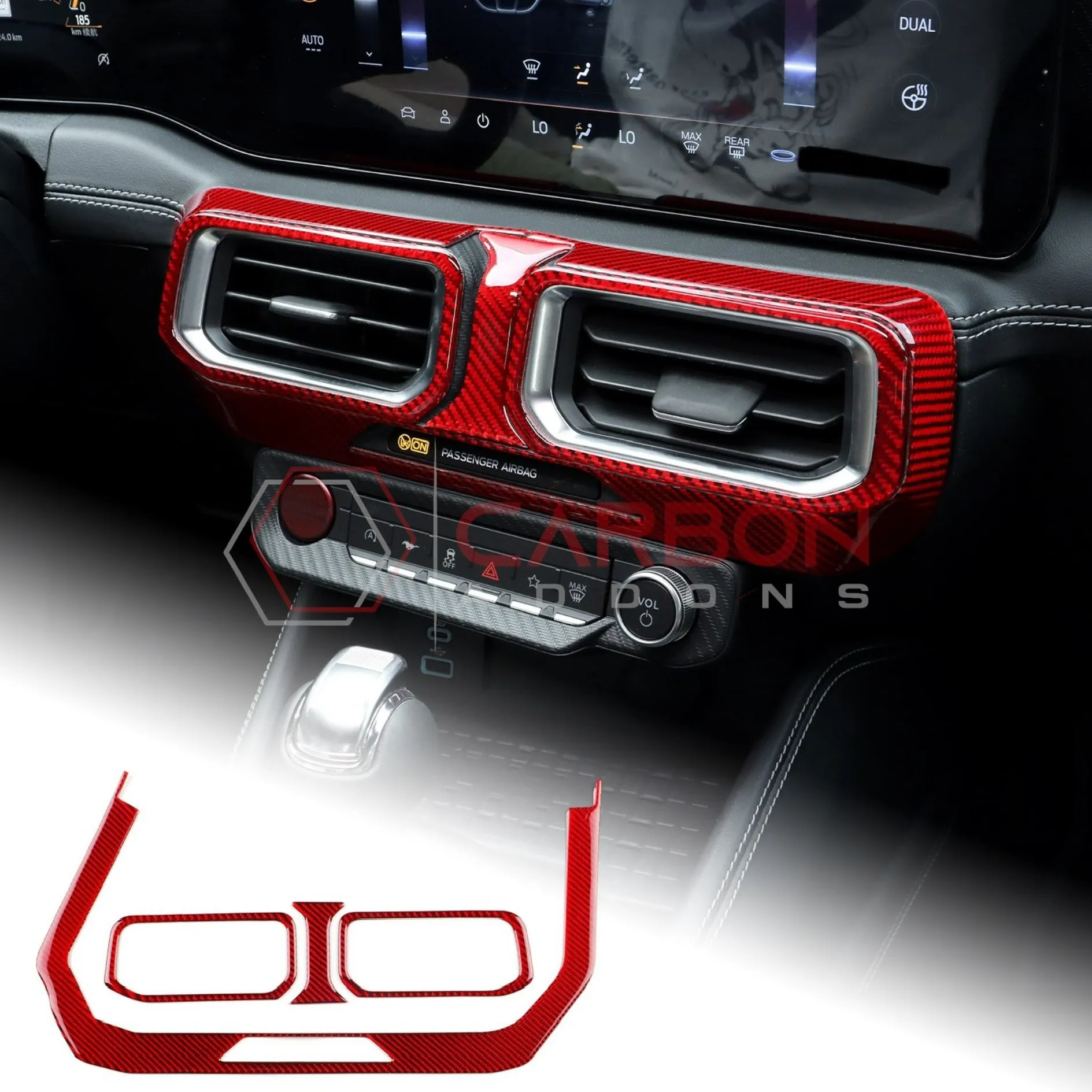 2024  S650 Ford Mustang Real Carbon Fiber Dash Center AC Vents Trim Overlays