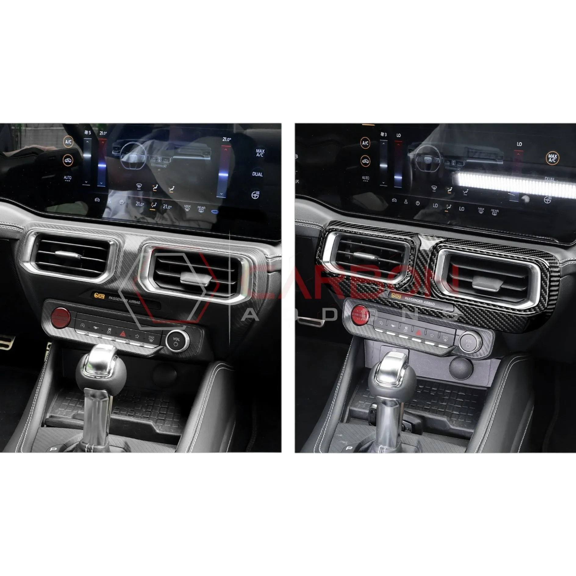 2024  S650 Ford Mustang Real Carbon Fiber Dash Center AC Vents Trim Overlays