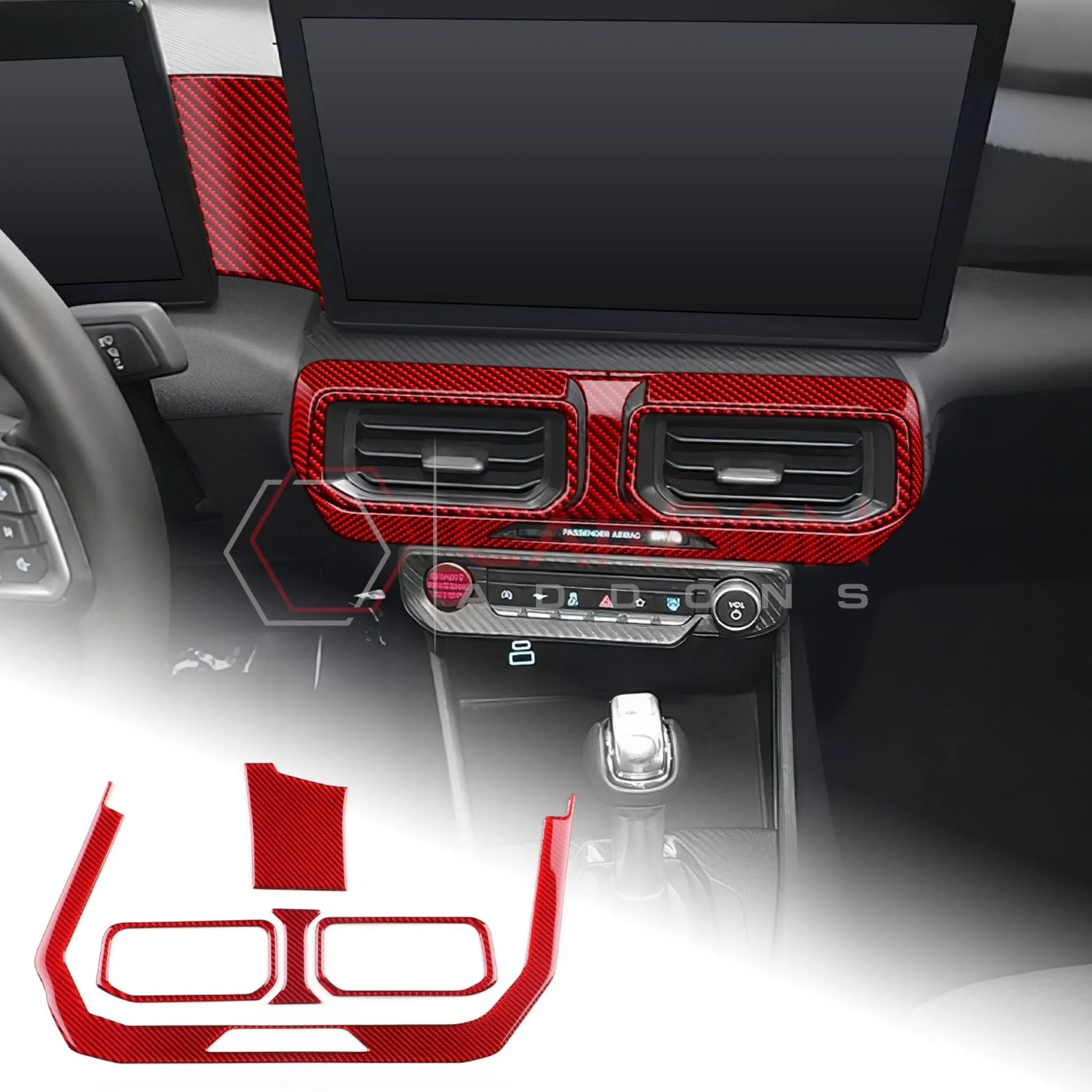 2024  S650 Ford Mustang Real Carbon Fiber Dash Center AC Vents Trim Overlays