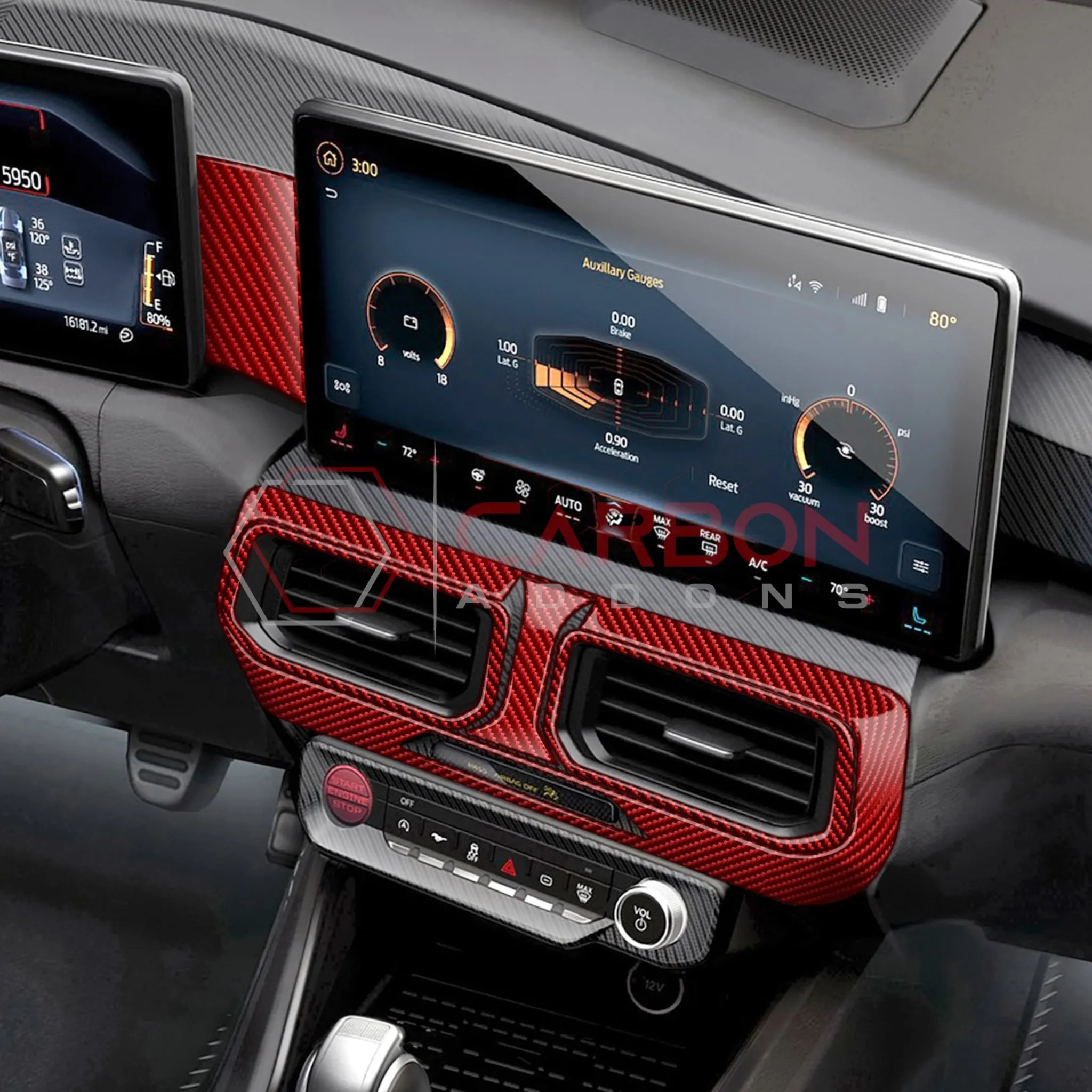 2024  S650 Ford Mustang Real Carbon Fiber Dash Center AC Vents Trim Overlays
