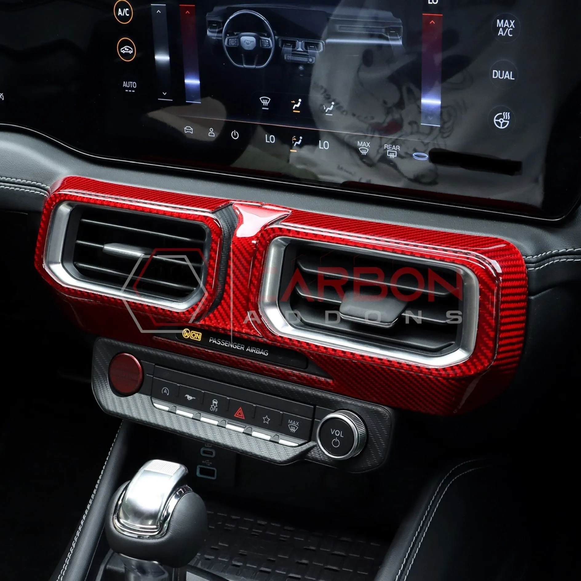 2024  S650 Ford Mustang Real Carbon Fiber Dash Center AC Vents Trim Overlays