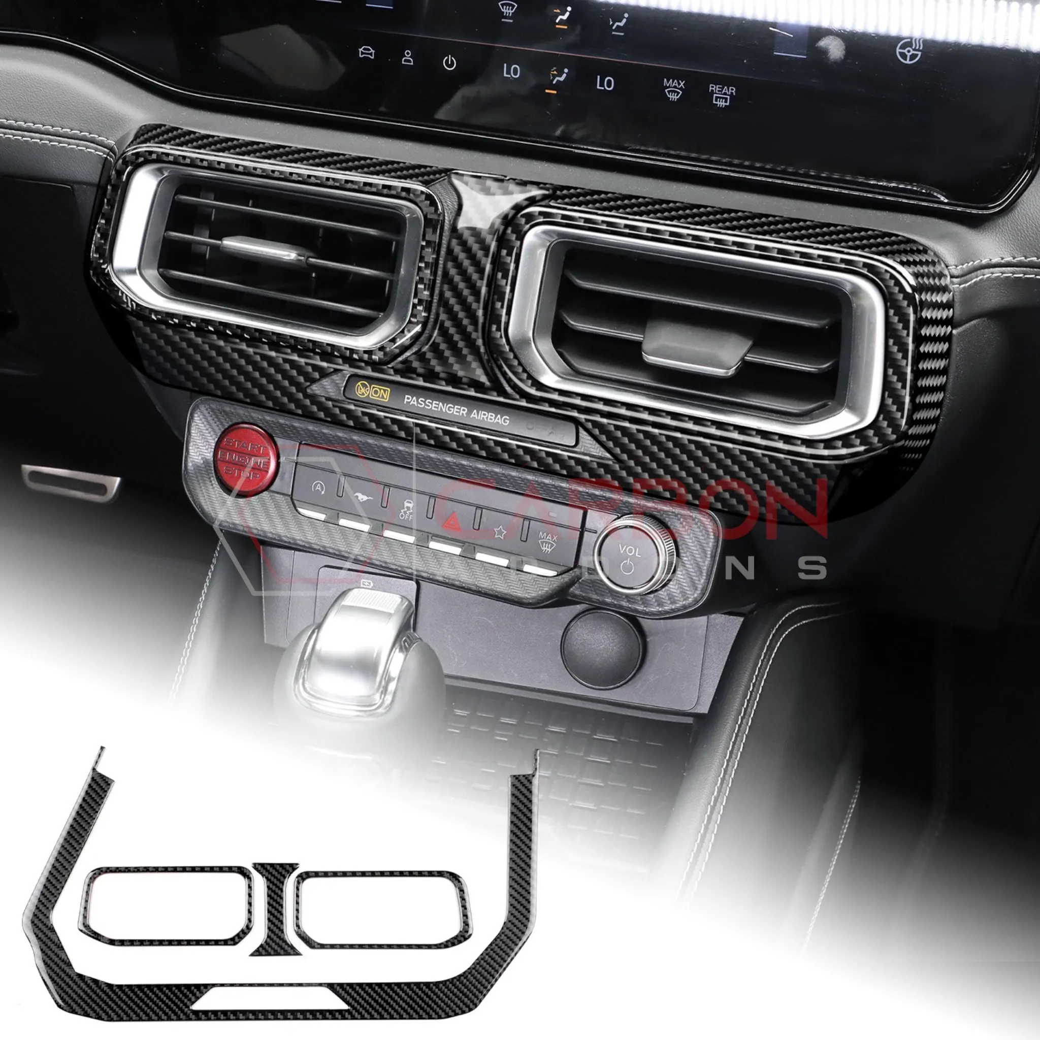2024  S650 Ford Mustang Real Carbon Fiber Dash Center AC Vents Trim Overlays