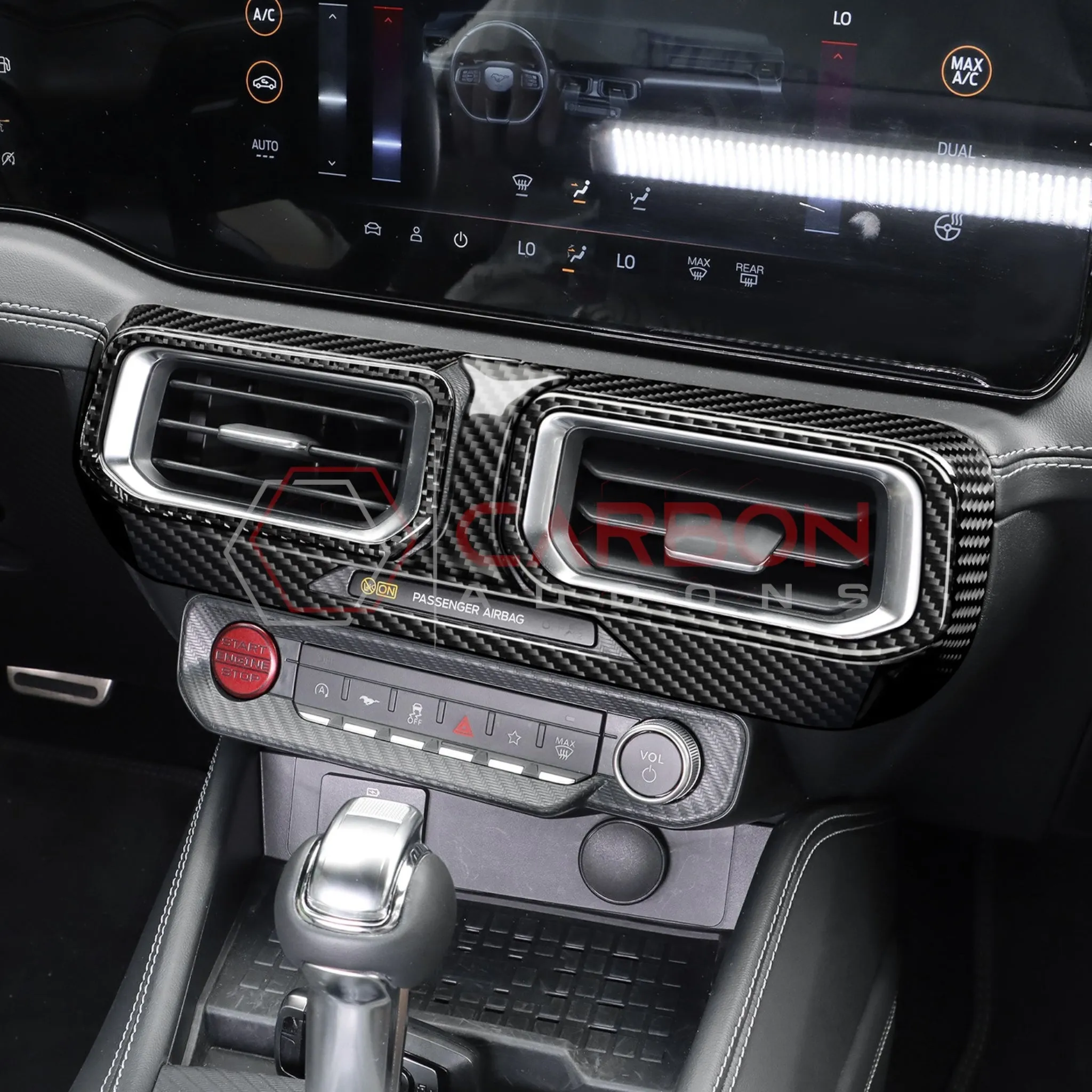 2024  S650 Ford Mustang Real Carbon Fiber Dash Center AC Vents Trim Overlays