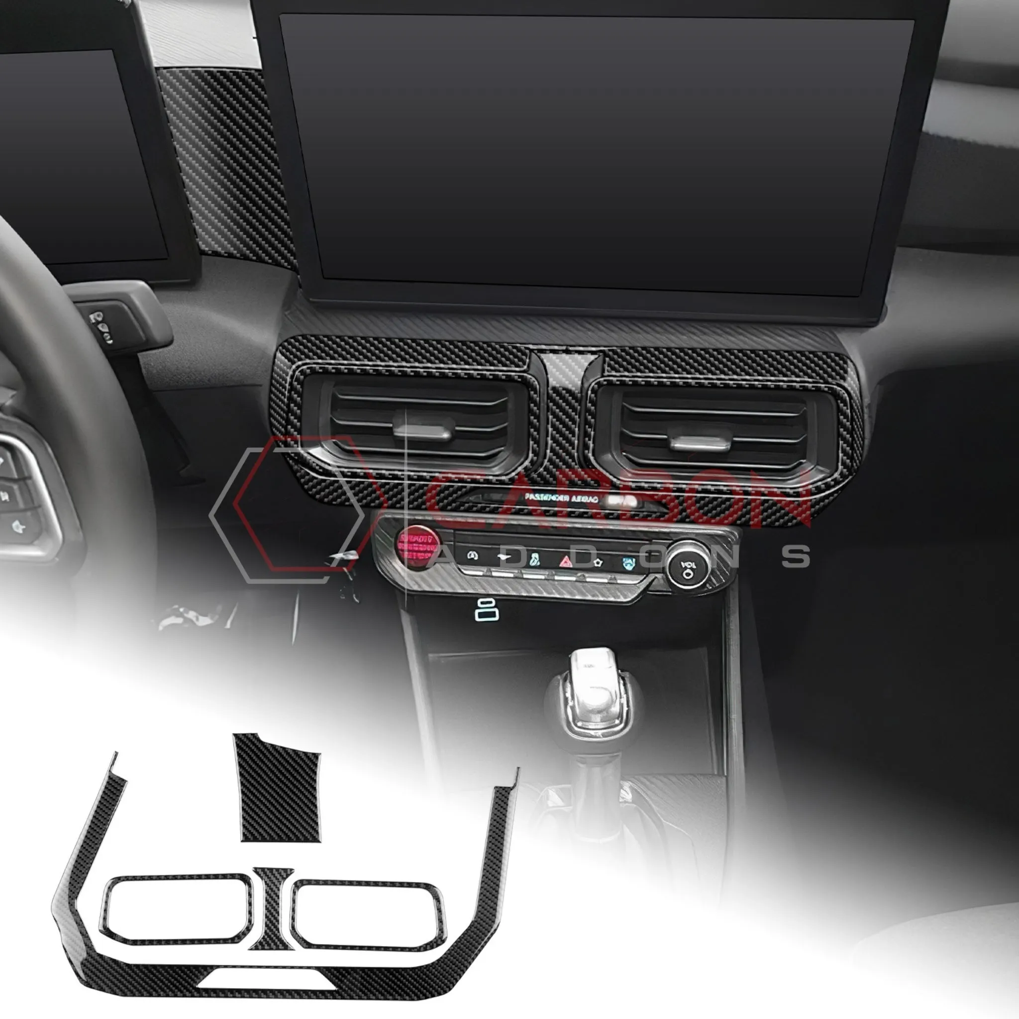 2024  S650 Ford Mustang Real Carbon Fiber Dash Center AC Vents Trim Overlays