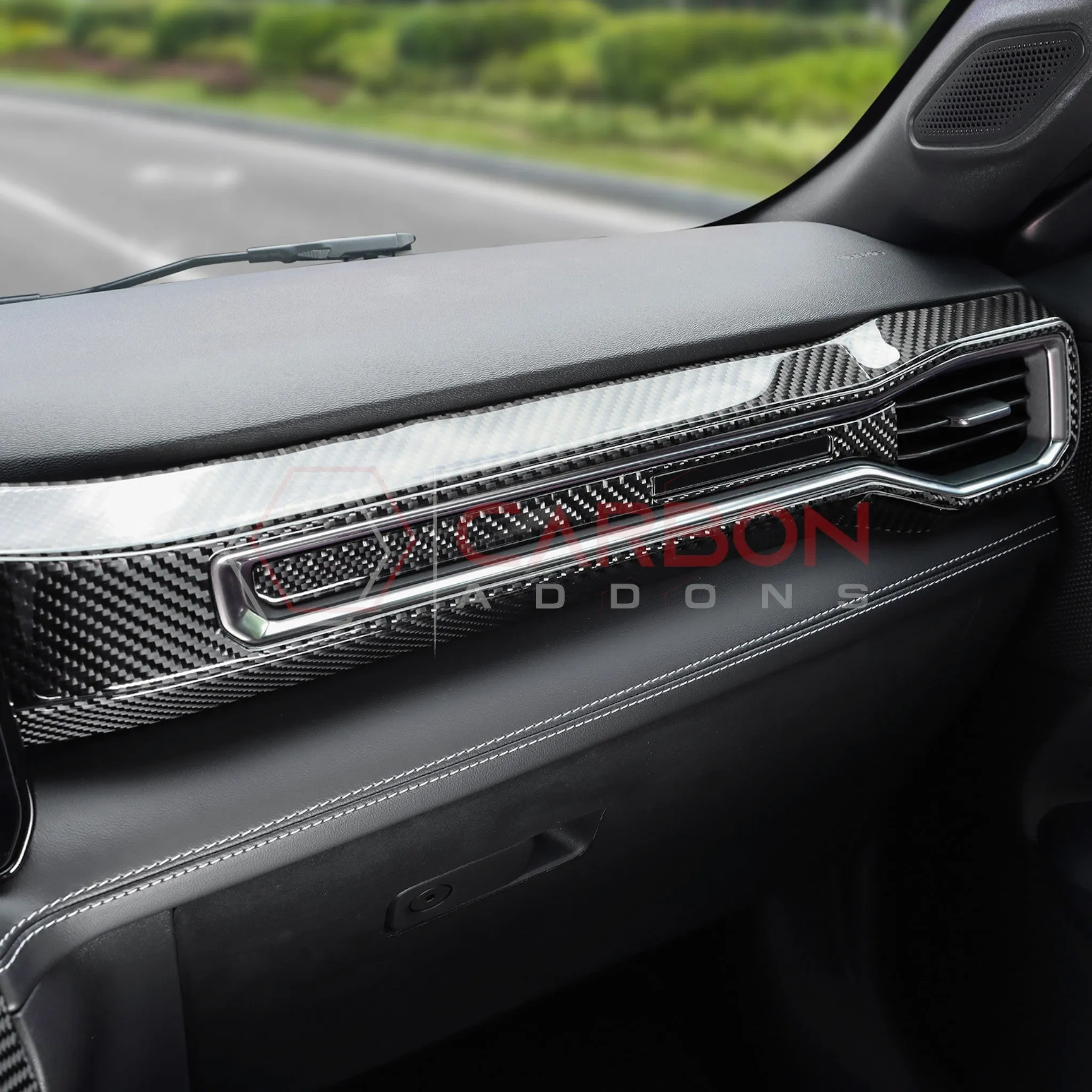 2024  S650 Ford Mustang Real Carbon Fiber Passenger Side Dashboard Trim Overlays