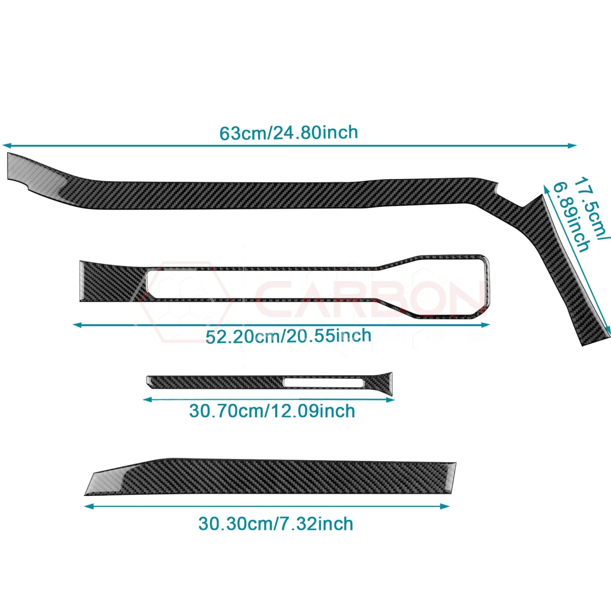 2024  S650 Ford Mustang Real Carbon Fiber Passenger Side Dashboard Trim Overlays