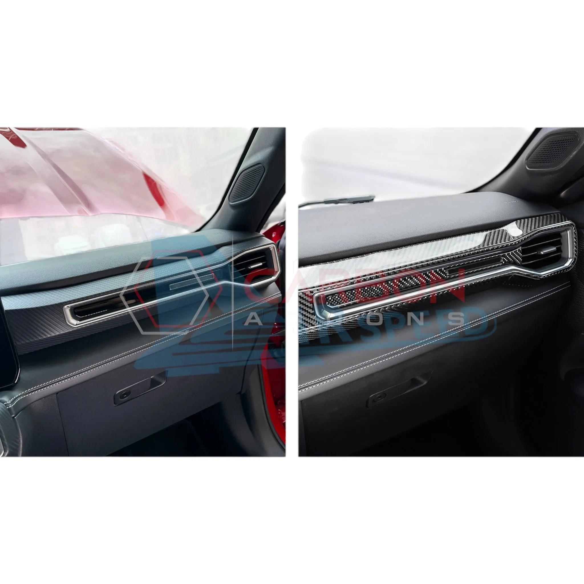 2024  S650 Ford Mustang Real Carbon Fiber Passenger Side Dashboard Trim Overlays