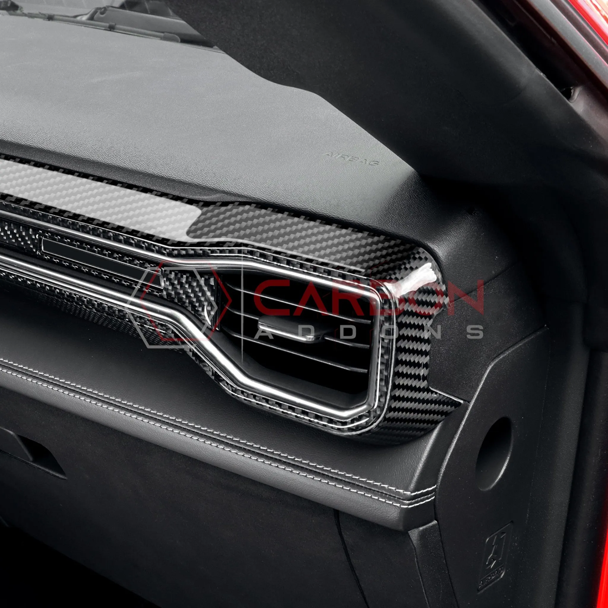 2024  S650 Ford Mustang Real Carbon Fiber Passenger Side Dashboard Trim Overlays