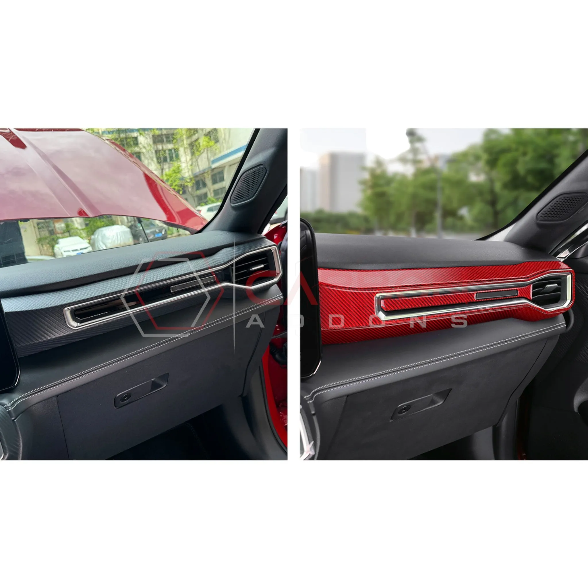 2024  S650 Ford Mustang Real Carbon Fiber Passenger Side Dashboard Trim Overlays