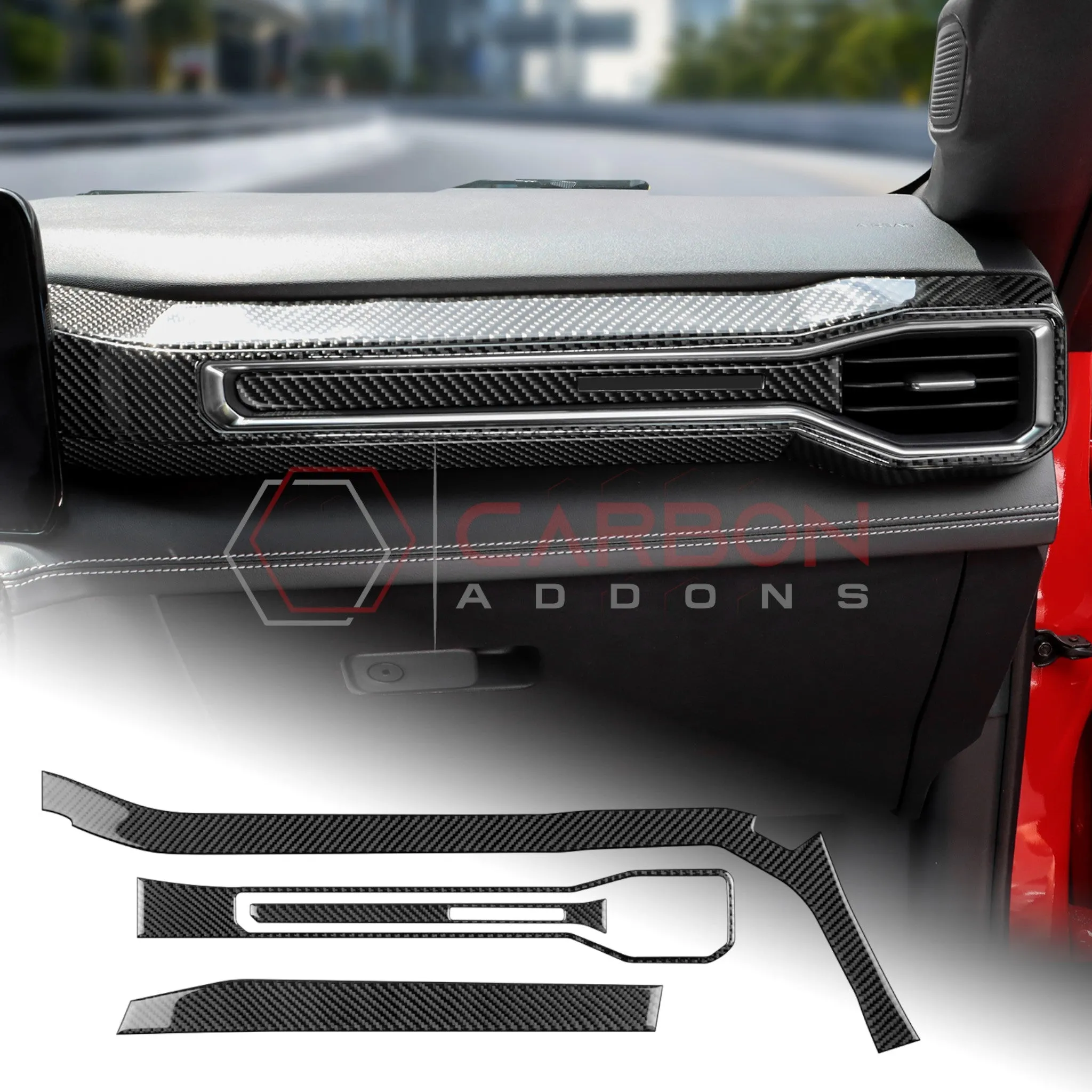 2024  S650 Ford Mustang Real Carbon Fiber Passenger Side Dashboard Trim Overlays