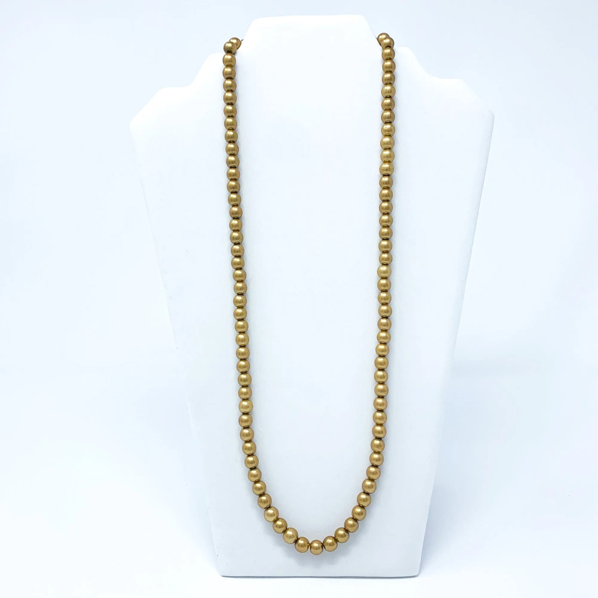27" Golden Pearl 8mm Glass Bead Necklace (Dozen)