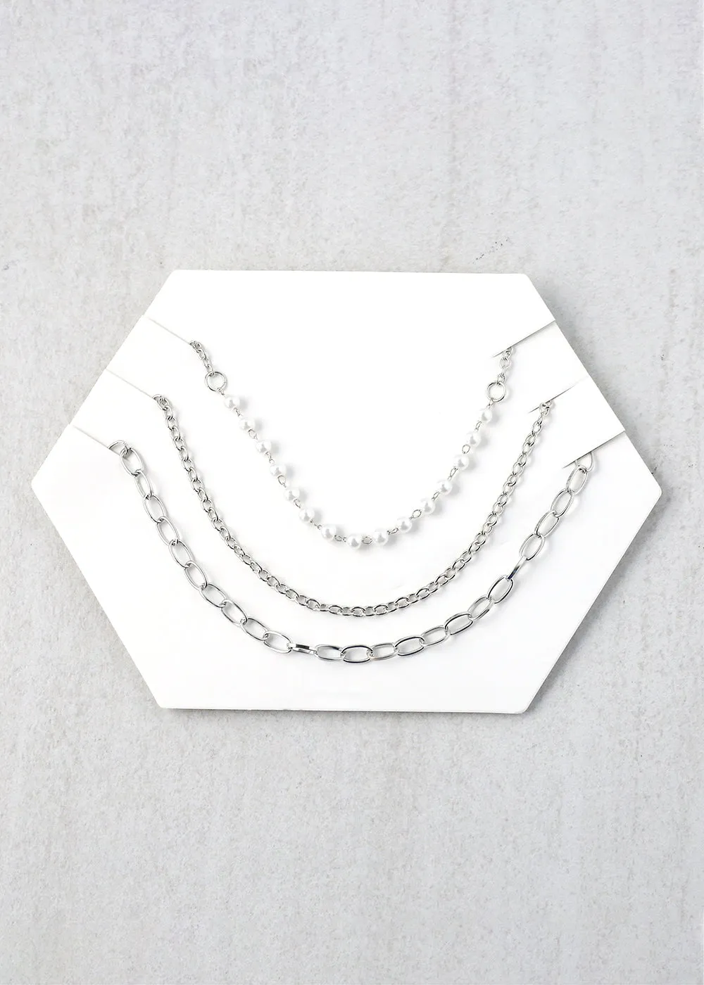 3-Layered Pearl and Chain Necklaces