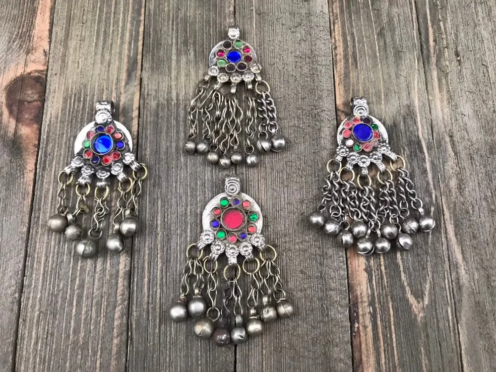 4 Vintage Coin Pendants DIY Belly Dancing Costume Design Supply Old Antique Coin Charms Banjara Afghan Kuchi Tribal Bohemian Jewelry Finding