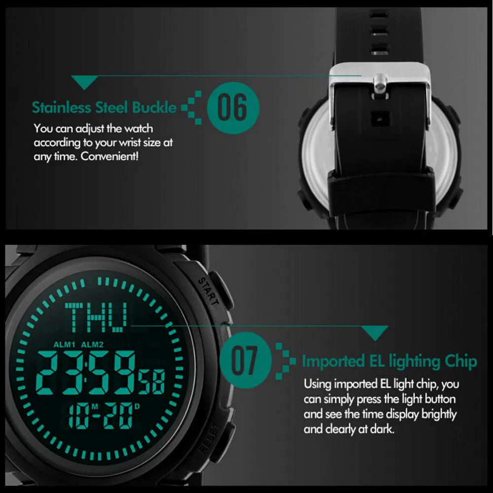 50m Waterproof Multi-function Outdoor Men's Sports Watch with New Concept Compass