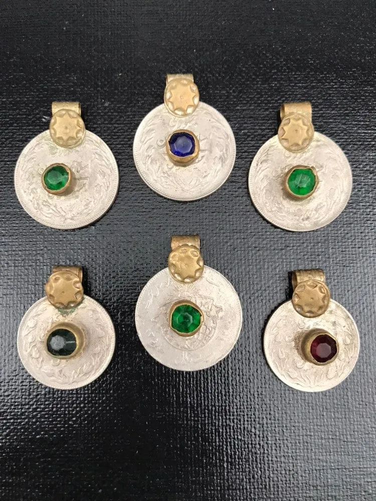 6 Large Almost Same Especially Selected Rare Vintage Coins Pendants Belly Dance Costume Supply DIY Afghan Kuchi Tribal Banjara Dress Jewelry