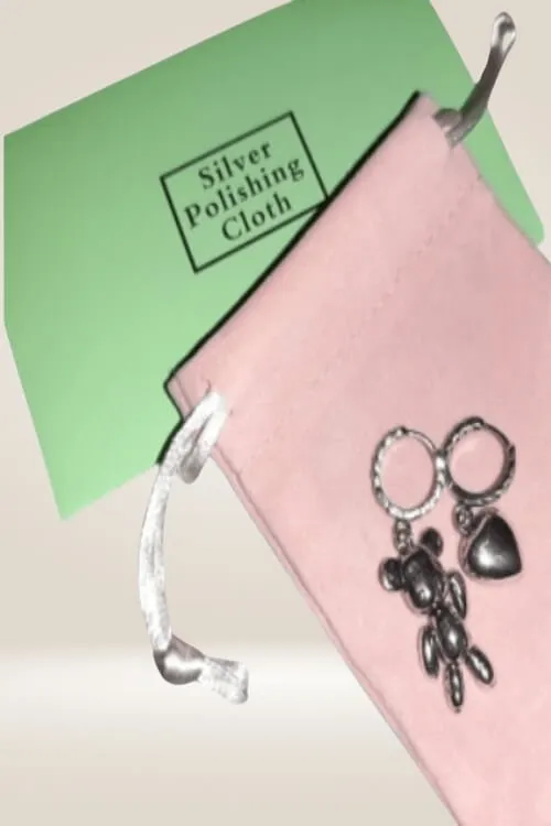 925 Sterling Silver Teddy Bear Heart Charm Earrings