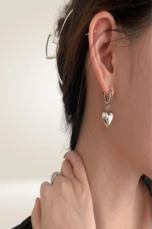 925 Sterling Silver Teddy Bear Heart Charm Earrings