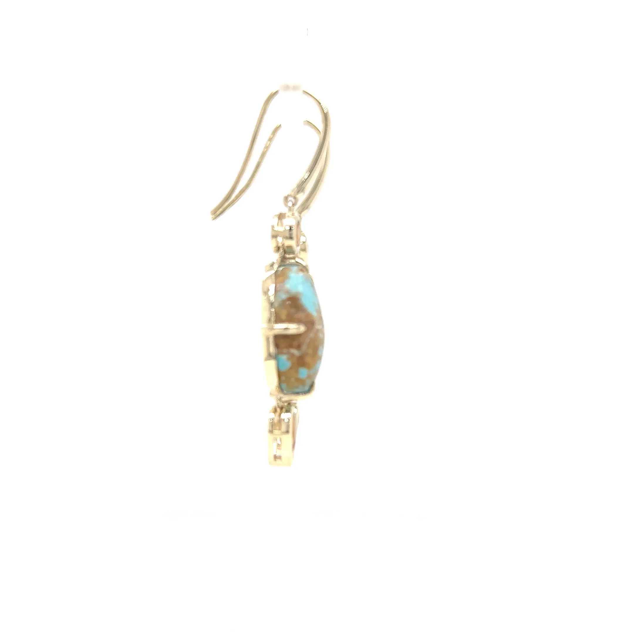 9ct Yellow Gold Australian Turquoise and Citrine Drop Earrings-Mosaic Collection
