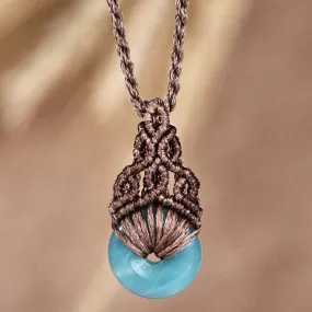 Adjustable Macrame Necklace with Amazonite Pendant - Clear Beauty | NOVICA