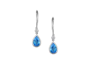 Amore Argento Sterling Silver Teardrop Blue Topaz and CZ Drop Earrings