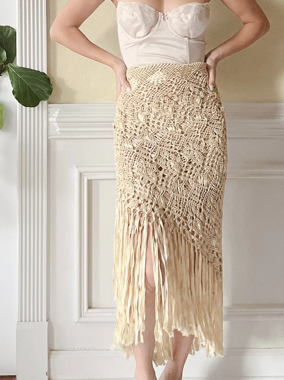 Antique Silk Fringed Shawl - OSFM