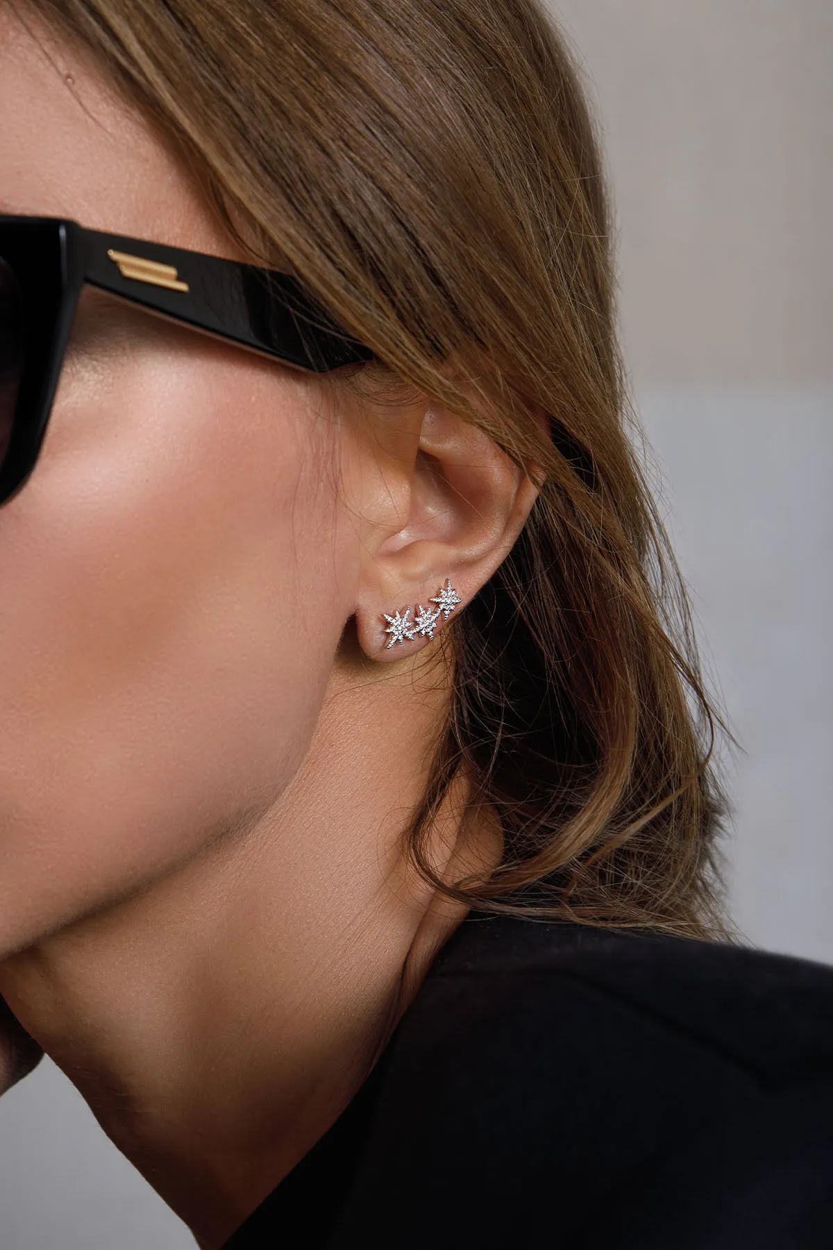 Asymmetric Triple Météorites Earrings