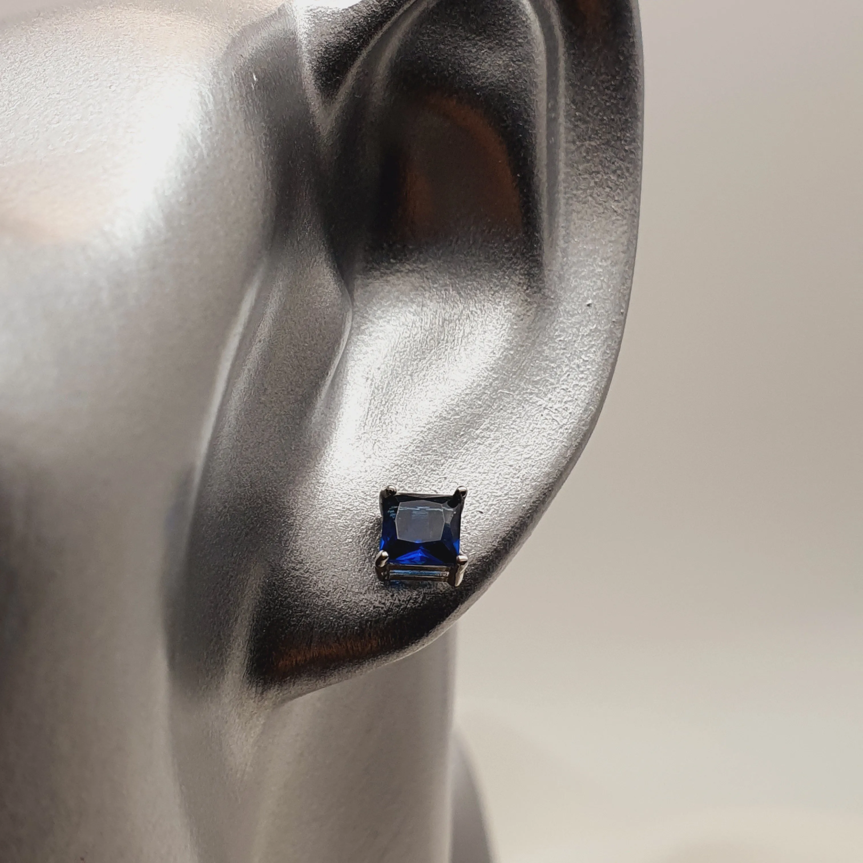 Asymmetrical Blue Crystal Stud Earrings, Sterling Silver