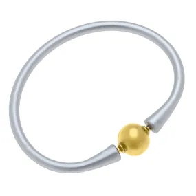 Bali 24K Gold Plated Bead Silicone Bracelet Metallic Silver