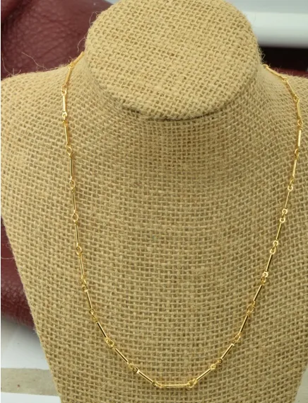 Bar chain necklace, 16" , brass plated, each