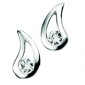 Beginnings Sterling Silver Clear Cubic Zirconia Teardrop Earrings E3057C