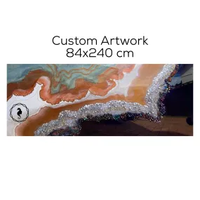 Black and White Crystal Geode 90x240cm. Blue Sapphire.Extra Large Custom Artwork